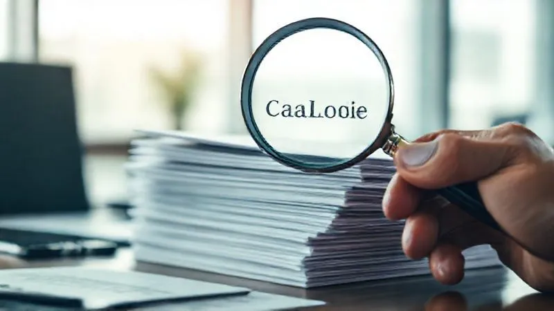 Photorealistic, professional photography, 8K, cinematic lighting, sharp focus on a stack of legal documents with a magnifying glass examining a specific clause, a hand holding a pen nearby, depth of field blurring a modern office background, shot on a high-end DSLR.