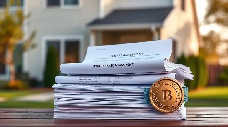 A photorealistic image of a meticulously organized stack of tenant screening documents and a robust lease agreement, secured with a strong legal seal, set against a backdrop of a well-maintained property. Professional photography, 8K, cinematic lighting, sharp focus on the documents, depth of field blurring the background, shot on a high-end DSLR, symbolizing preparedness and protection.