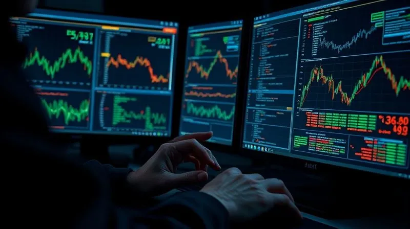 A photorealistic, professional photography, 8K, cinematic lighting, sharp focus, depth of field, shot on a high-end DSLR. A digital forensic analyst's hands meticulously working on multiple computer screens displaying complex blockchain transaction graphs and data, with glowing lines connecting various crypto wallets. The scene is dark but illuminated by the screens, conveying deep technical analysis.